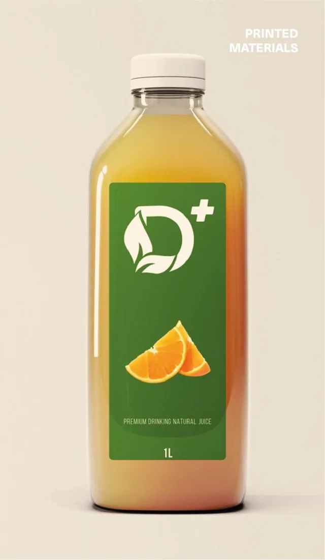 Printed materials: juice bottle with a Dona Luzia label