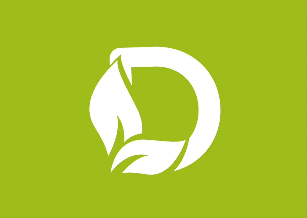Dona Luzia leaf monogram in white on green