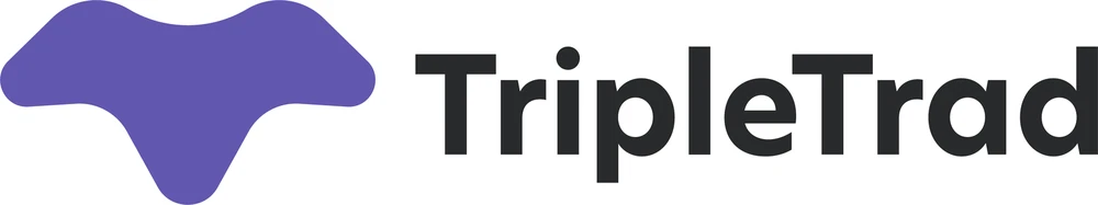 TripleTrad logo: purple wing-shaped T symbol beside the TripleTrad wordmark